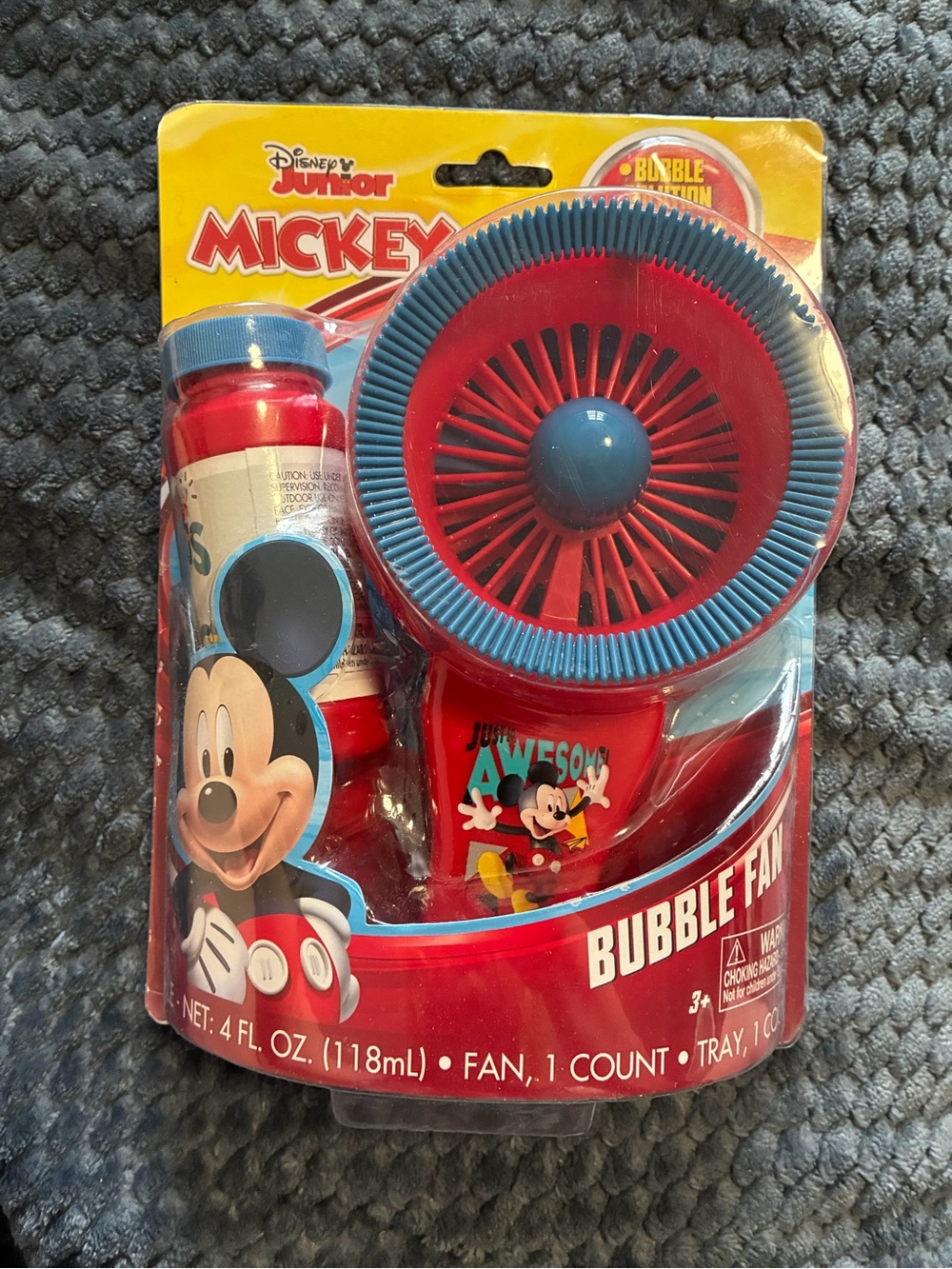 Disney Mickey Red and Blue Bubble Fan Toy